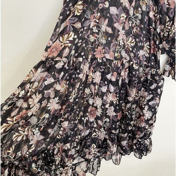 Sabina Musayev Geneva Floral Midi Dress Size XS Black Gold Metallic Sheer NWT - Picture 5 of 16